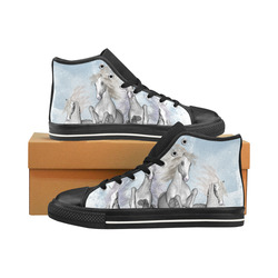 Awesome white wild horses Men’s Classic High Top Canvas Shoes /Large Size (Model 017)
