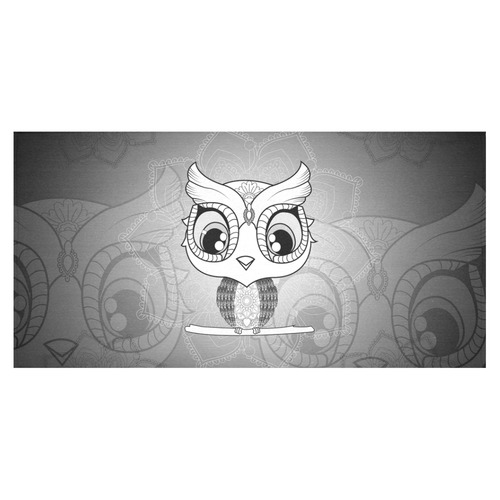 Cute owl, mandala design black and white Cotton Linen Tablecloth 60"x120"