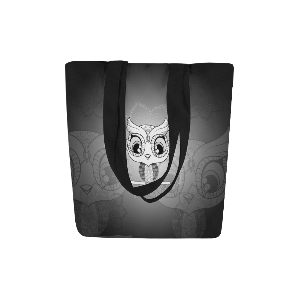 Cute owl, mandala design black and white Canvas Tote Bag (Model 1657)