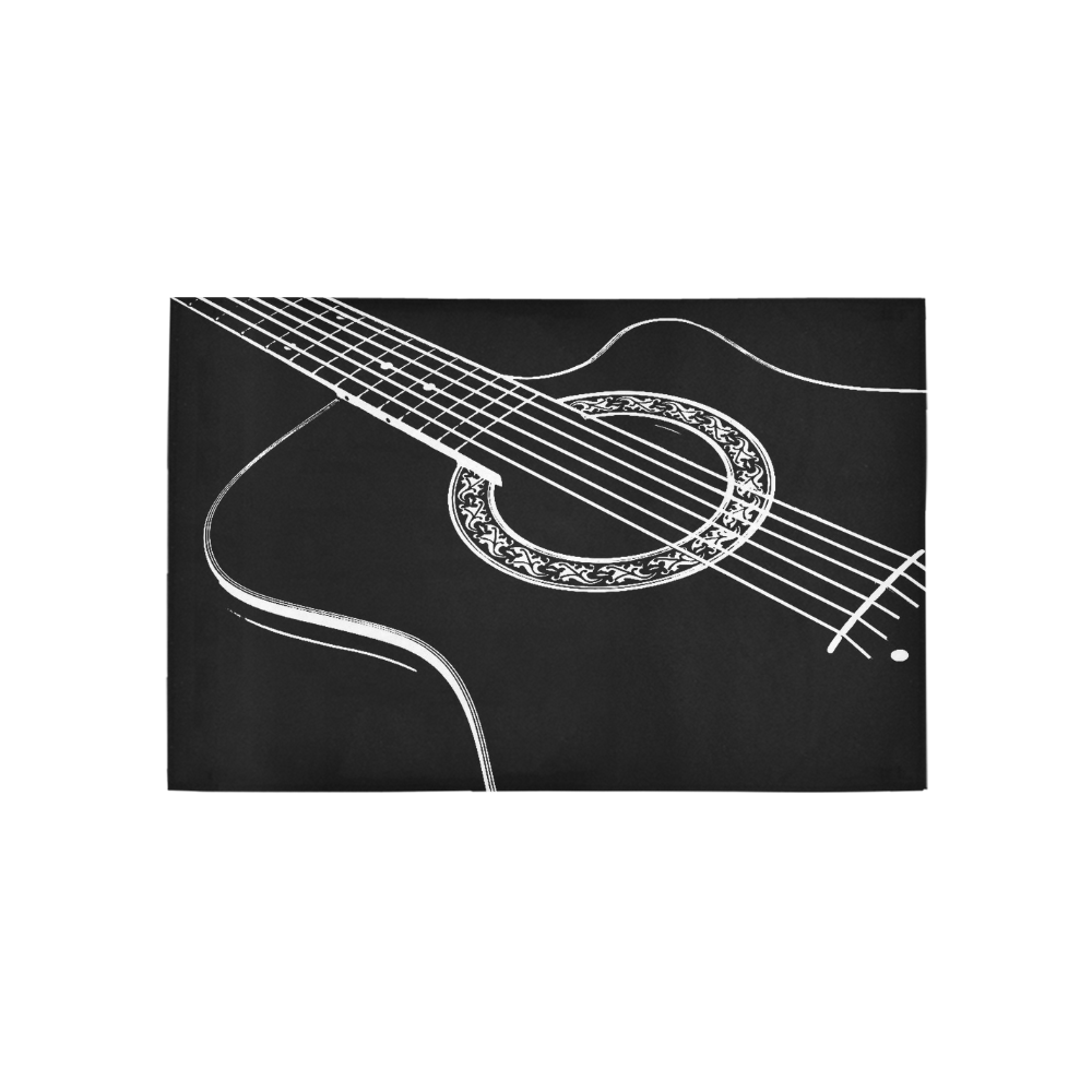 Black & White Acoustic Guitar Area Rug 5'x3'3''