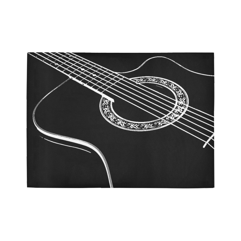 Black & White Acoustic Guitar Area Rug7'x5'