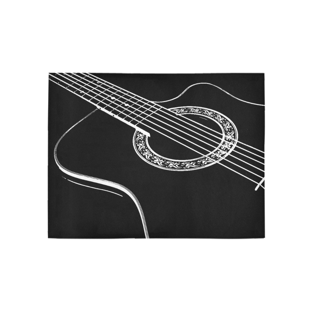 Black & White Acoustic Guitar Area Rug 5'3''x4'