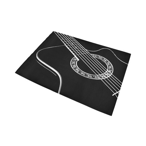 Black & White Acoustic Guitar Area Rug7'x5'