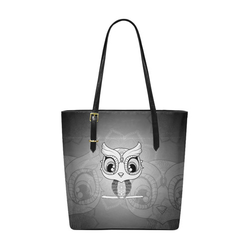 Cute owl, mandala design black and white Euramerican Tote Bag/Small (Model 1655)