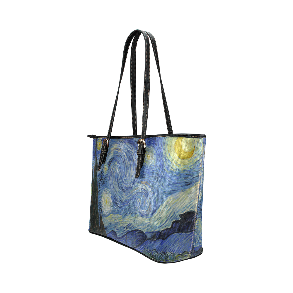 STARRY NIGHT Leather Tote Bag/Small (Model 1651)