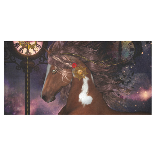 Awesome steampunk horse with clocks gears Cotton Linen Tablecloth 60"x120"