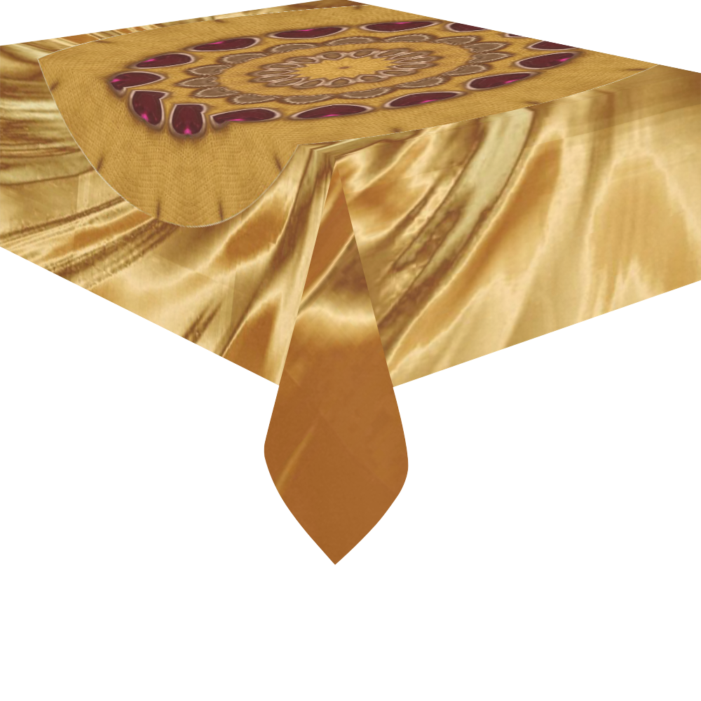 Golden copper silk look alike  333 Cotton Linen Tablecloth 52"x 70"