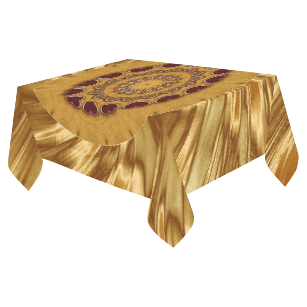 Golden copper silk look alike  333 Cotton Linen Tablecloth 52"x 70"