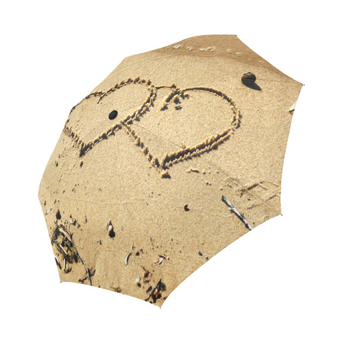 Hearts Written In Sand Auto-Foldable Umbrella (Model U04)