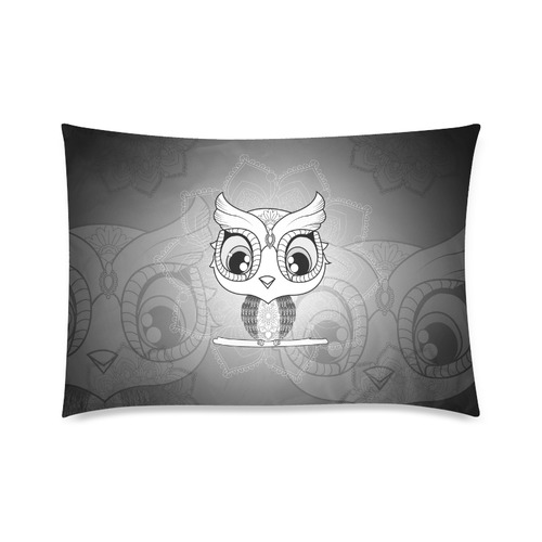 Cute owl, mandala design black and white Custom Zippered Pillow Case 20"x30"(Twin Sides)