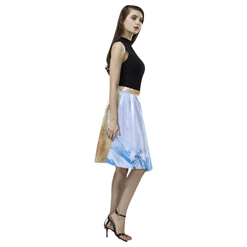 Beach Melete Pleated Midi Skirt (Model D15)