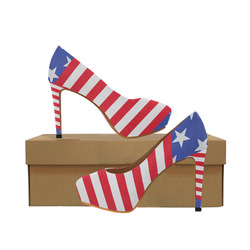 Grunge USA Flag Women's High Heels (Model 044)