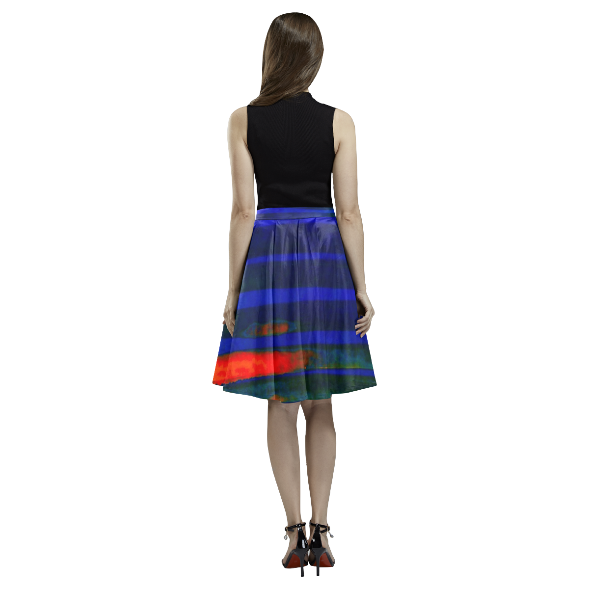 midnight Melete Pleated Midi Skirt (Model D15)
