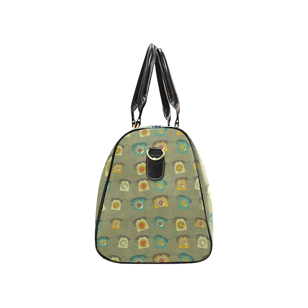 On the Line - Retro Telephone Pattern New Waterproof Travel Bag/Small (Model 1639)
