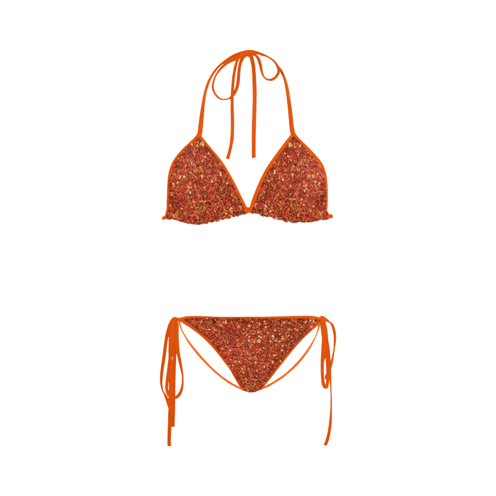 orange glitter Custom Bikini Swimsuit