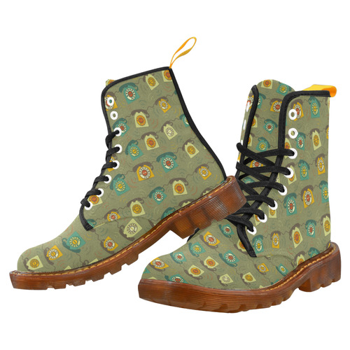 On the Line - Retro Telephone Pattern Martin Boots For Men Model 1203H