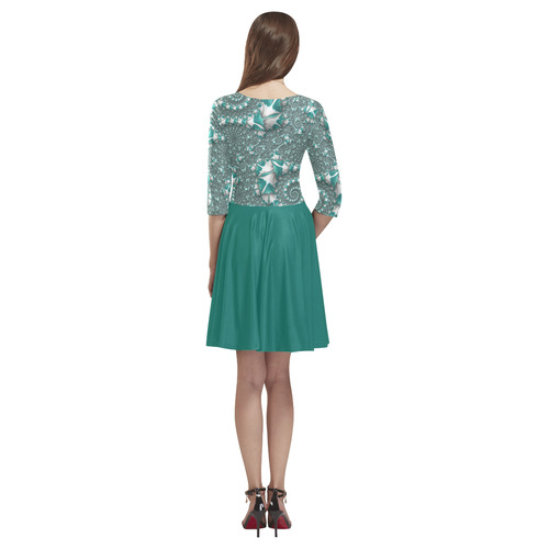 Ivy Vines on Stone Fractal Abstract Tethys Half-Sleeve Skater Dress(Model D20)