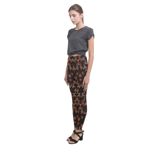 Brown and Copper Geometric Pattern Cassandra Women's Leggings (Model L01)