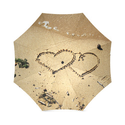 Hearts Written In Sand Foldable Umbrella (Model U01)