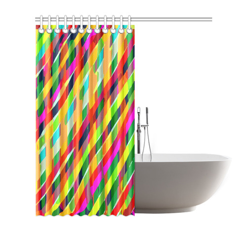 Red Blue Green Orange Happy Abstract Art Shower Curtain 72"x72"