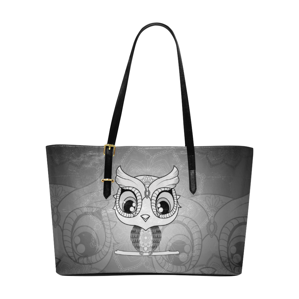 Cute owl, mandala design black and white Euramerican Tote Bag/Large (Model 1656)