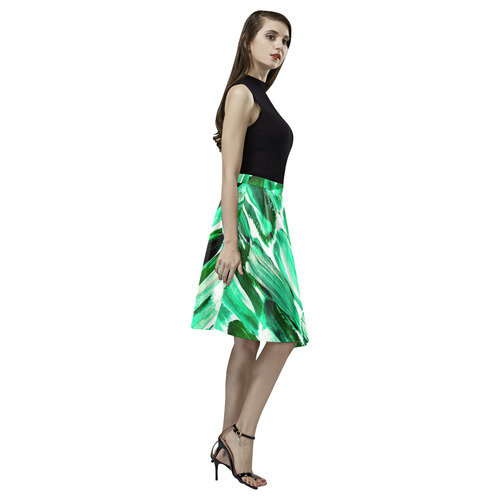 Green Sugarcane Melete Pleated Midi Skirt (Model D15)