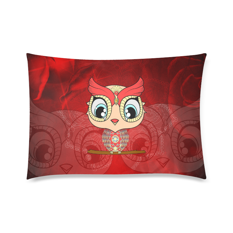 Cute owl, mandala design colorful Custom Zippered Pillow Case 20"x30"(Twin Sides)