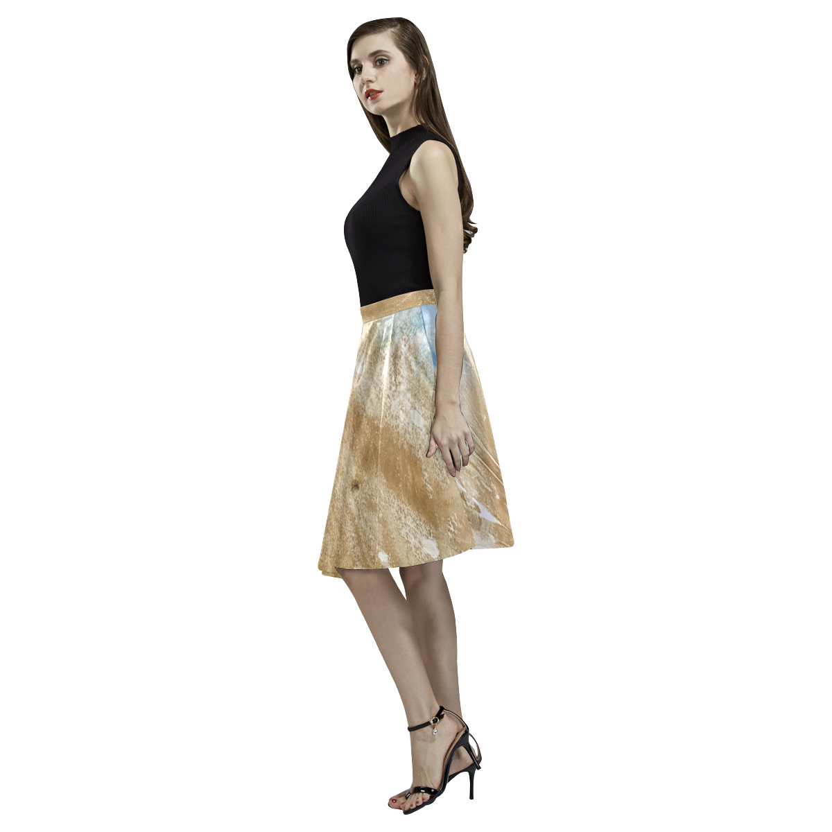 Beach Melete Pleated Midi Skirt (Model D15)