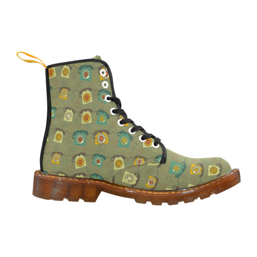 On the Line - Retro Telephone Pattern Martin Boots For Men Model 1203H