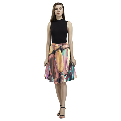 Midnight Sugarcane Melete Pleated Midi Skirt (Model D15)