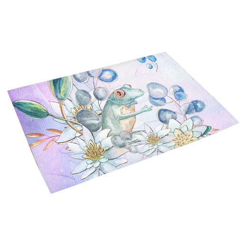 The frog with  waterlily Azalea Doormat 30" x 18" (Sponge Material)