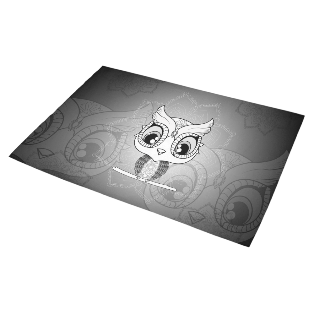 Cute owl, mandala design black and white Azalea Doormat 30" x 18" (Sponge Material)