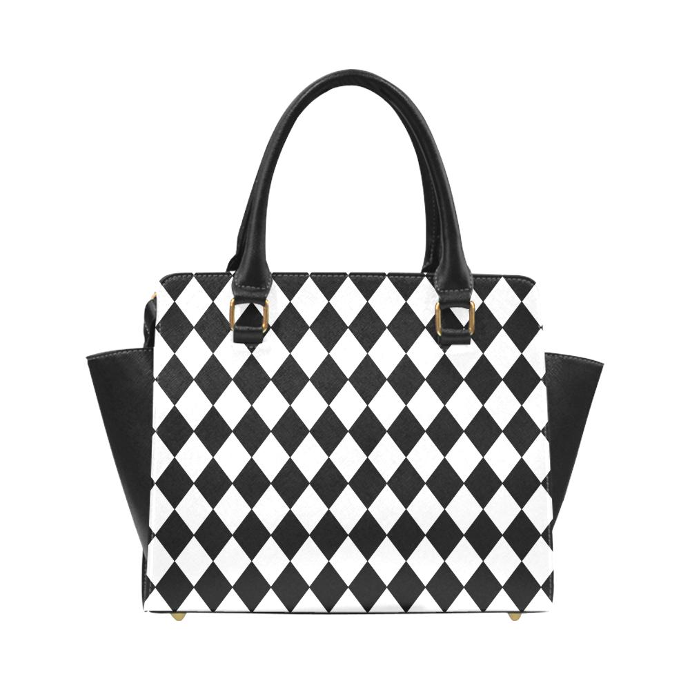 Fun Pop Art Handbag Black White Harlequin Print Classic Shoulder Handbag (Model 1653)
