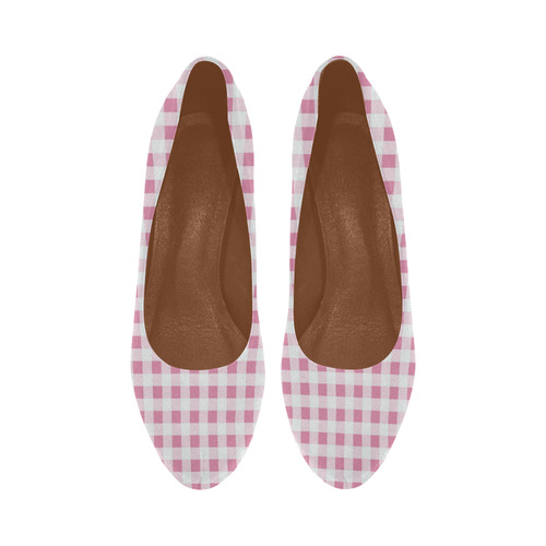 Petal Pink Gingham Women's High Heels (Model 044) | ID: D1830109