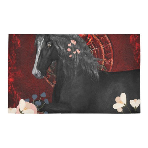 Black horse with flowers Azalea Doormat 30" x 18" (Sponge Material)
