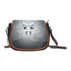 Cute owl, mandala design black and white Saddle Bag/Small (Model 1649)(Flap Customization)