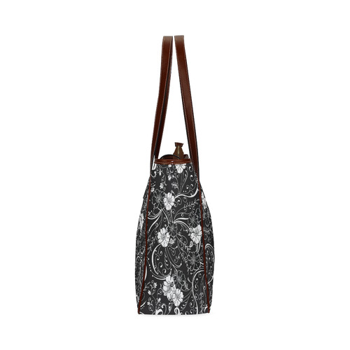 Handbag Black White Flower Juleez Classic Tote Bag (Model 1644)