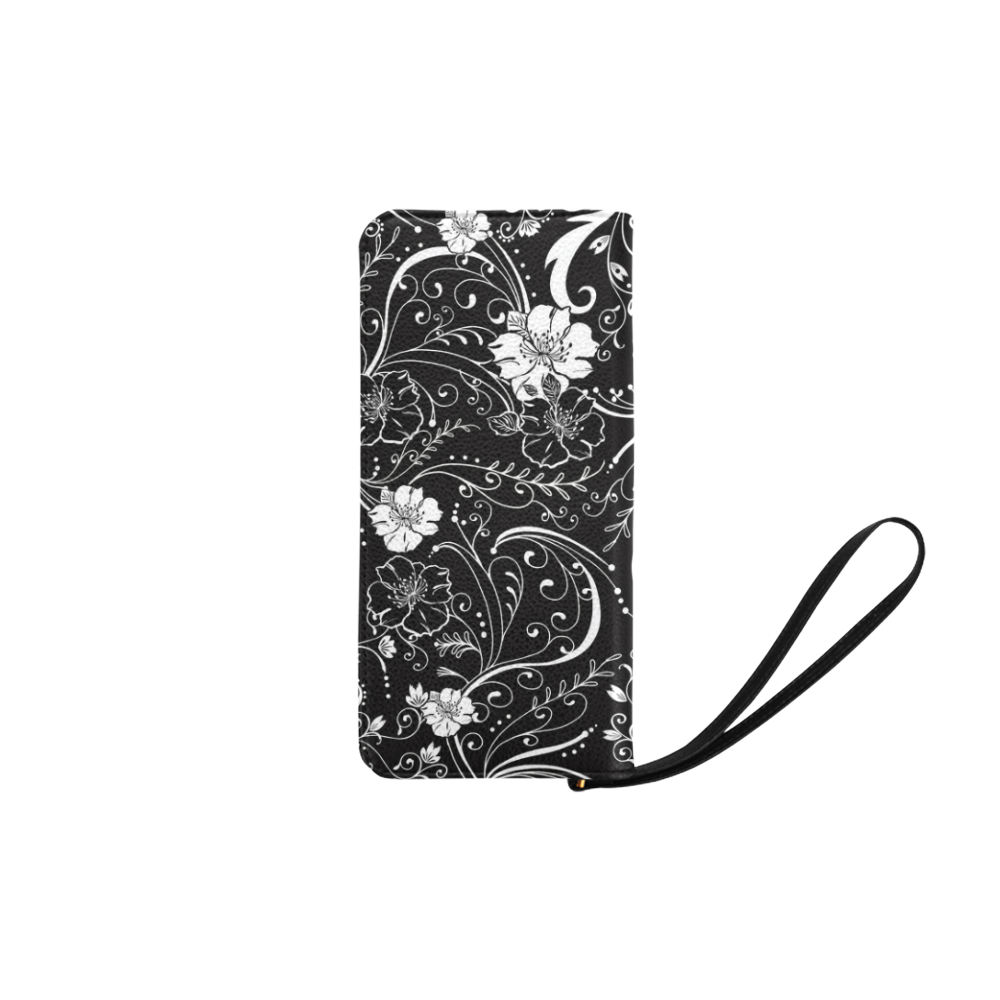 Black White Flower Juleez Women's Clutch Purse (Model 1637)