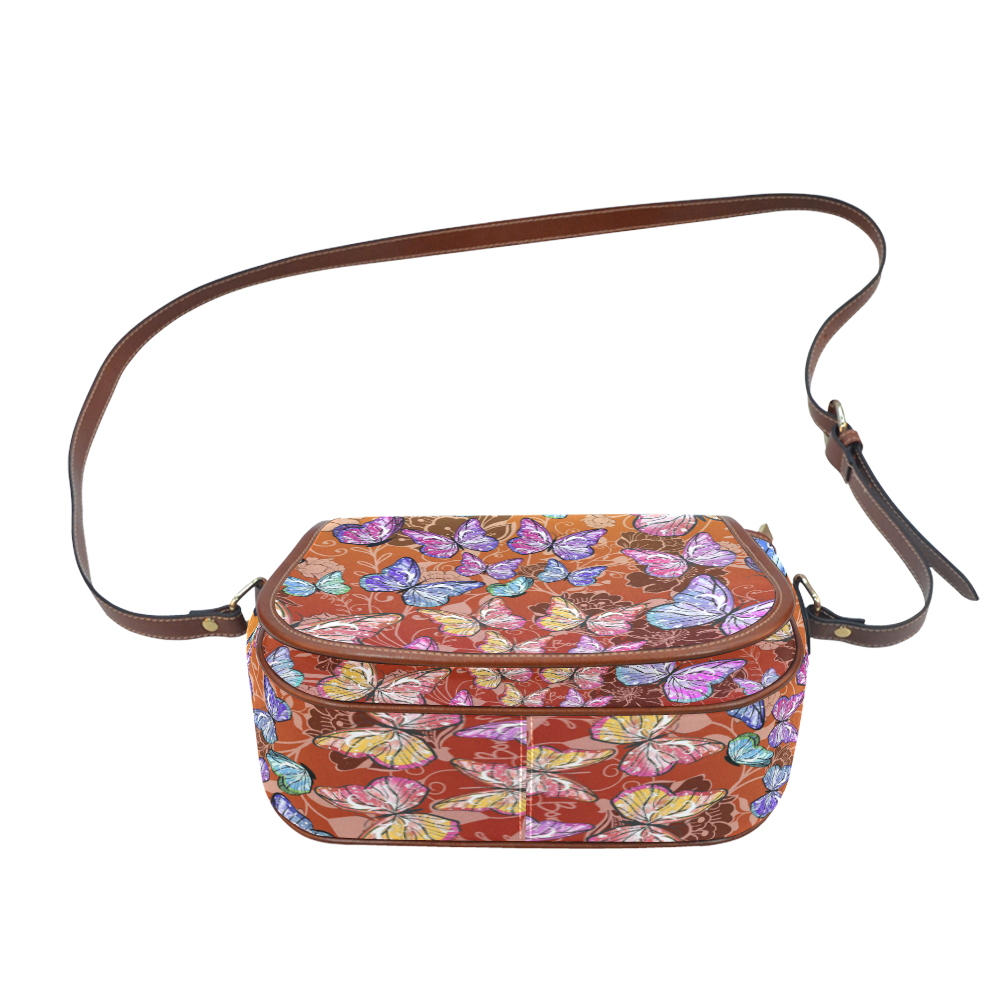 Colorful Butterflies Saddle Bag/Small (Model 1649) Full Customization