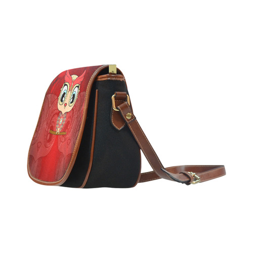 Cute owl, mandala design colorful Saddle Bag/Small (Model 1649)(Flap Customization)