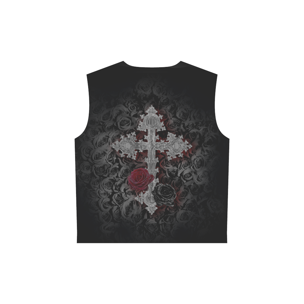 Gothic Cross All Over Print Sleeveless Hoodie for Women (Model H15)
