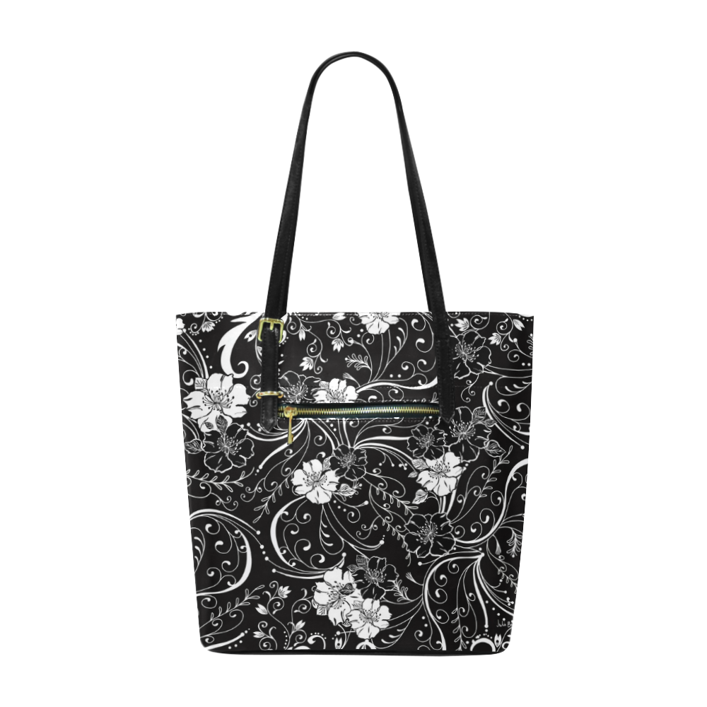 Handbag Black White Flower Juleez Euramerican Tote Bag/Small (Model 1655)