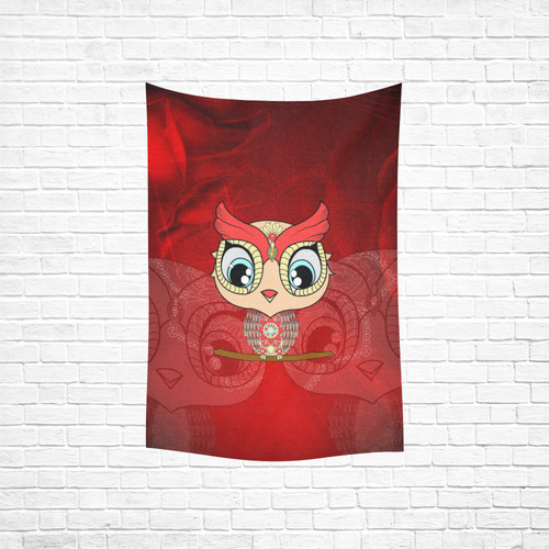 Cute owl, mandala design colorful Cotton Linen Wall Tapestry 40"x 60"