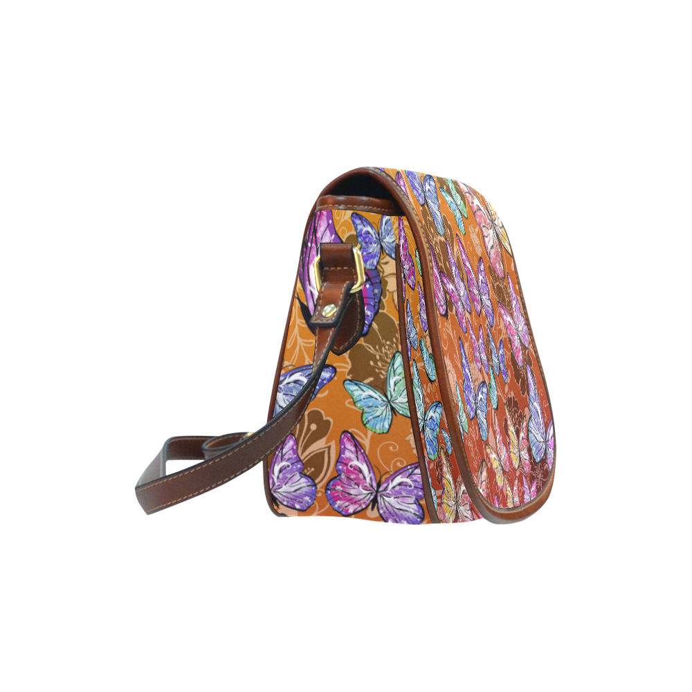 Colorful Butterflies Saddle Bag/Small (Model 1649) Full Customization