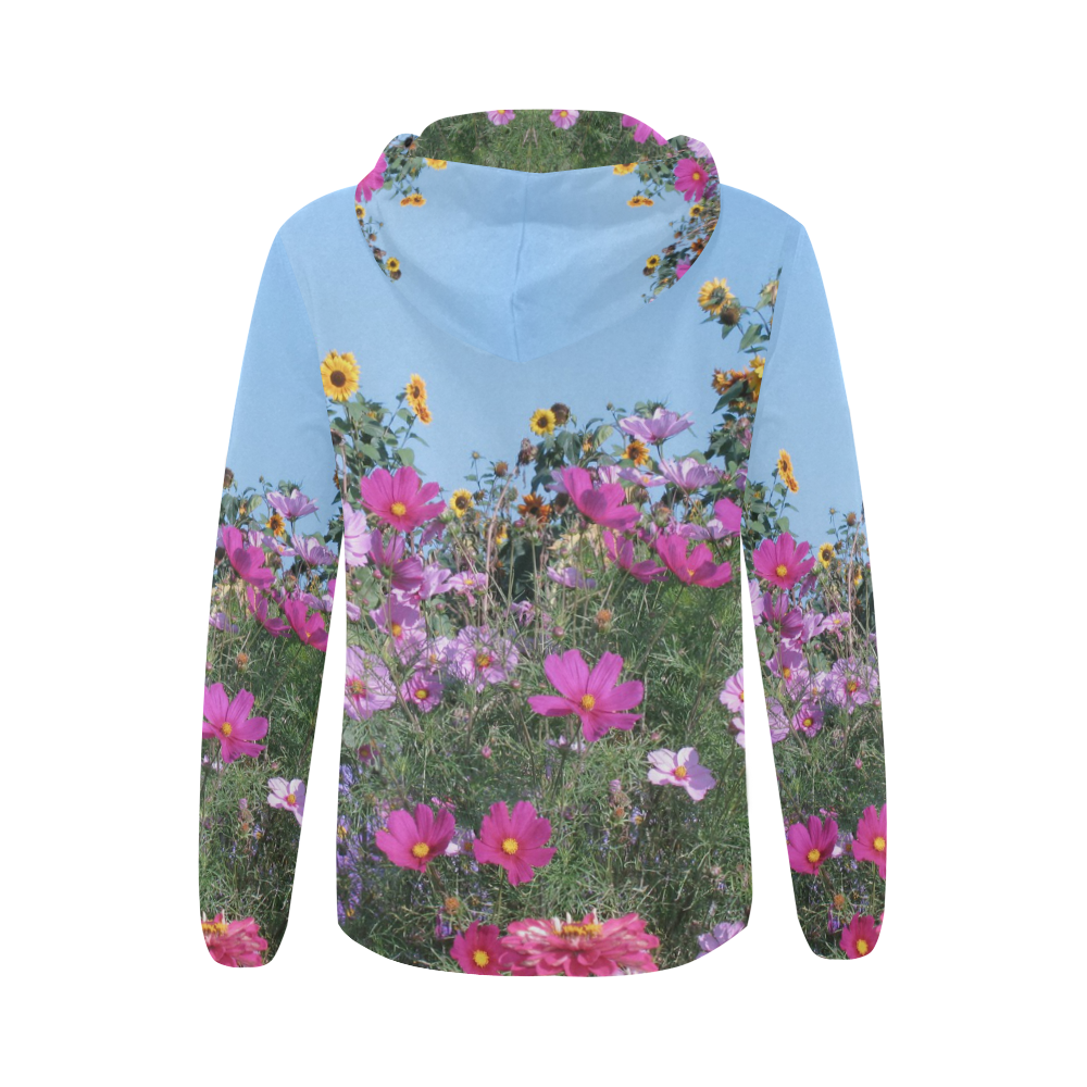 Summer Flowers All Over Print Full Zip Hoodie for Women (Model H14)