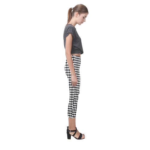 Checkerboard Harlequin Split Print Capri Legging (Model L02)