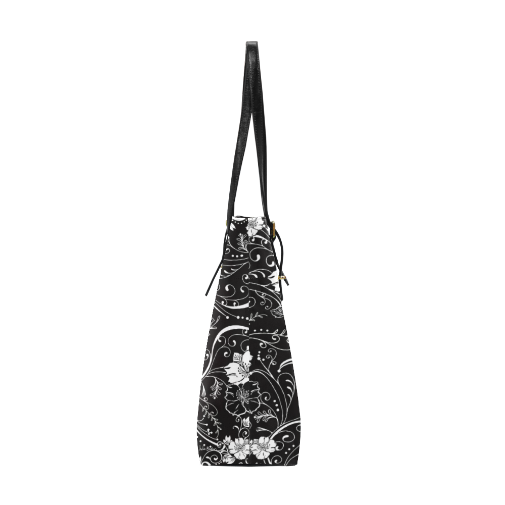 Handbag Black White Flower Juleez Euramerican Tote Bag/Small (Model 1655)