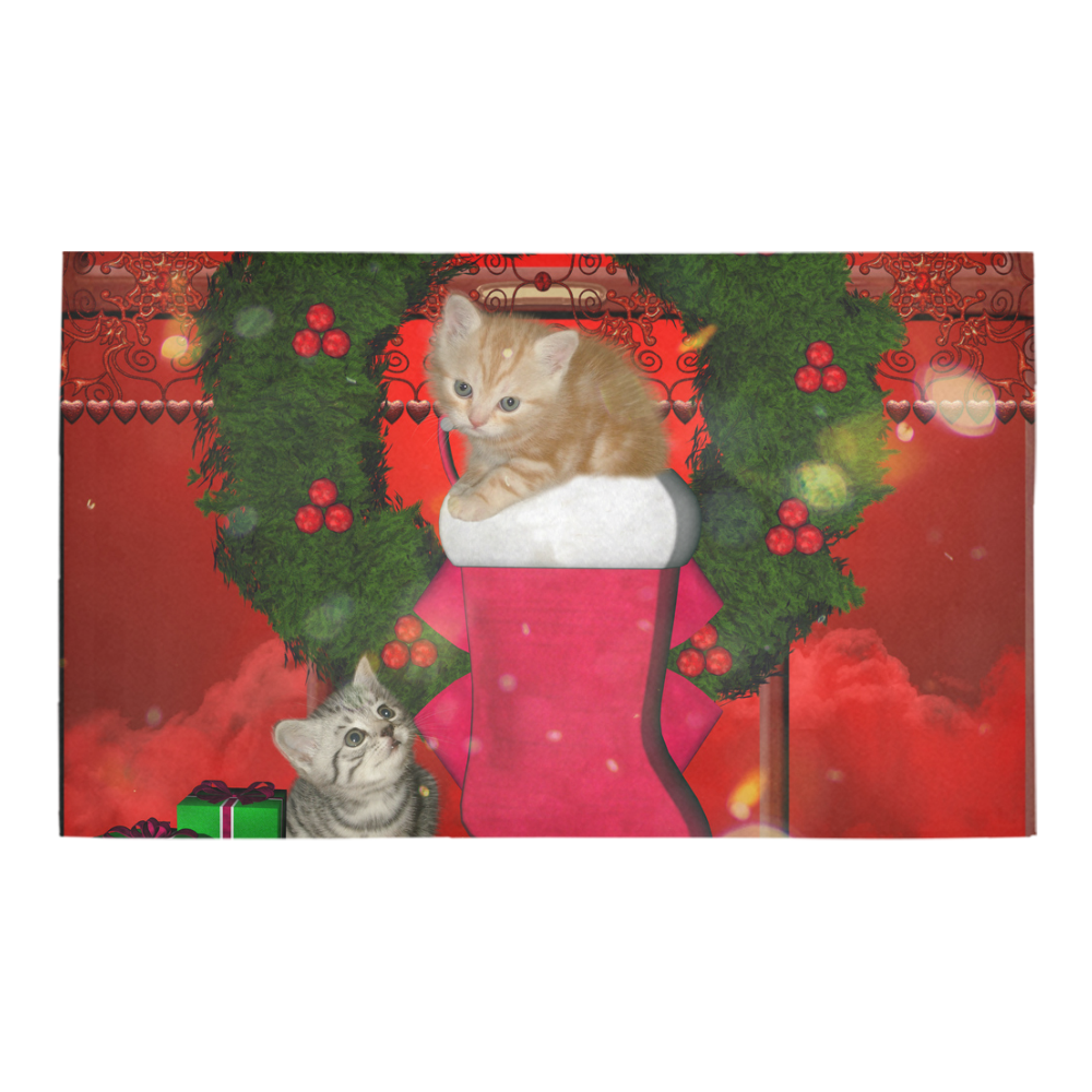 Christmas, funny kitten with gifts Azalea Doormat 30" x 18" (Sponge Material)