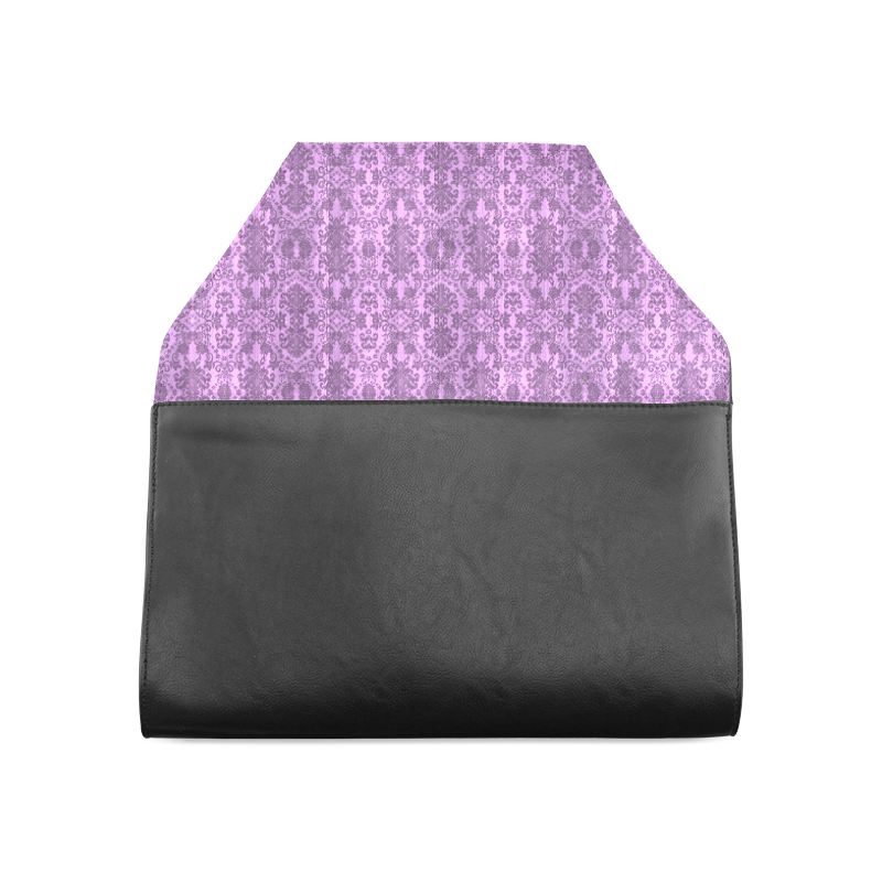 Purple Damask Lace Print Clutch Bag (Model 1630)
