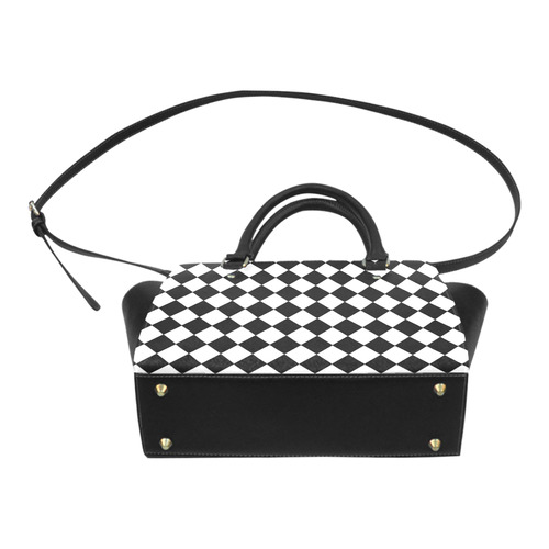 Fun Pop Art Handbag Black White Harlequin Print Classic Shoulder Handbag (Model 1653)